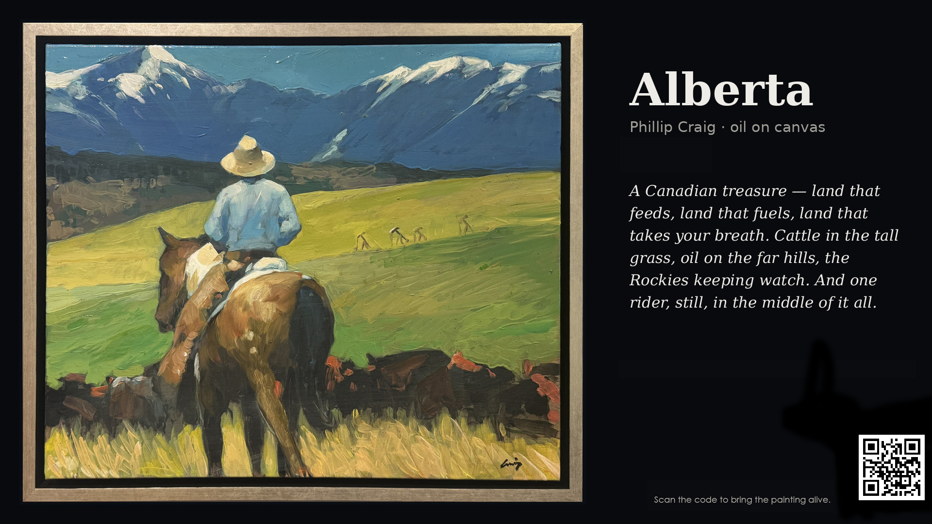Alberta artwork by Phillip Craig, presented with the Canada Alive experience code